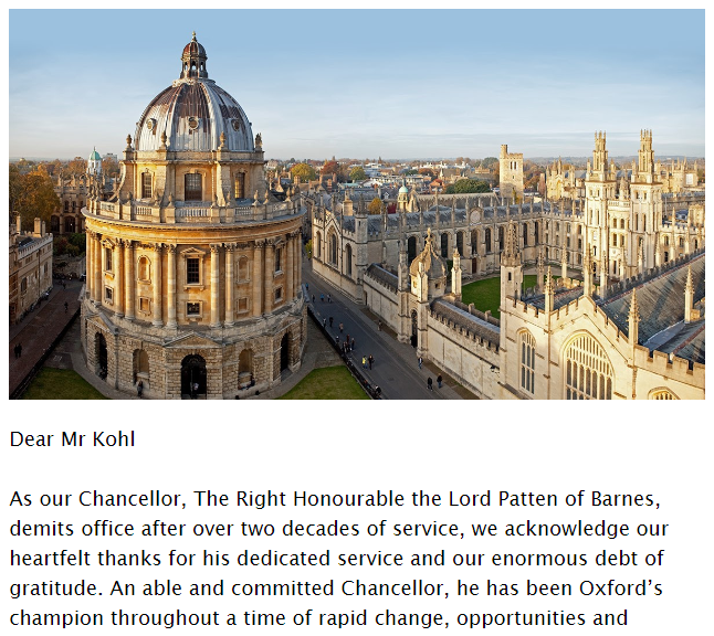 bkingkohl's tweet photo. Alumni emails from across the pond hit different haha #demit #LordPattenofBarnes🤓 https://t.co/pxTNjrQ9u0
