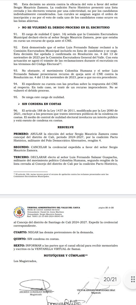 locutorramirez's tweet photo. Otra curul que se tambalea, el concejal Sergio Mauricio Zamora del Pacto His. Fue notificado por el Tribunal administrativo del Valle, la nulidad de su elección, en su lugar entraría Luis Fernando Salazar. https://t.co/o3OGrMhFkP