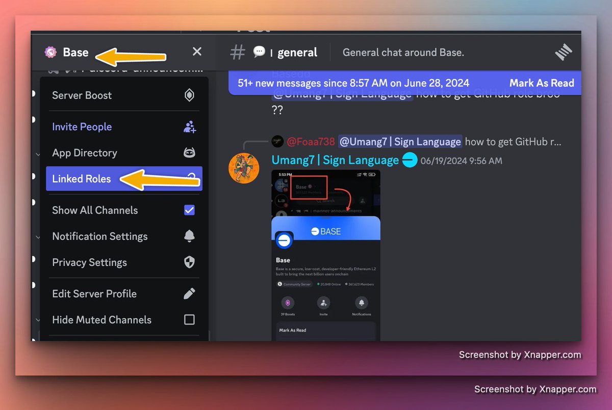 mztacat's tweet photo. 🃏 Urgent:   Claim Github Role on Base Discord 

     📍Visit Discord: 
https://t.co/fTMXjjCv9U
  ✨ Click on "Base Name"
  ✨ Click on "Linked Role" 

CONNECT GITHUB TO CLAIM ROLE! 🫡
That's all for now!
