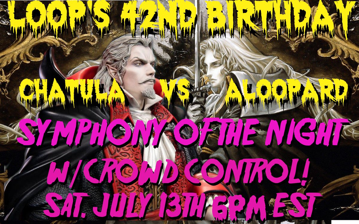 loop_hazard's tweet image. stoked!! can chat stop me from beating Symphony of the Night using Crowd Control? find out this Saturday!!