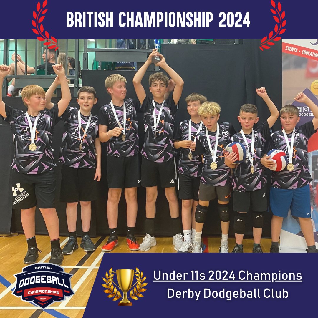 BritDodgeball's tweet photo. 🏆 Under 11s British Dodgeball Championships 2024 🏆

Congratulations to all the teams for their incredible performances! Here are the top teams:

🥇 1st Place: Derby Dodgeball Club

🥈 2nd Place: Altrincham Magma

🥉 3rd Place: Eden Eagles https://t.co/wwTIf5NbGr