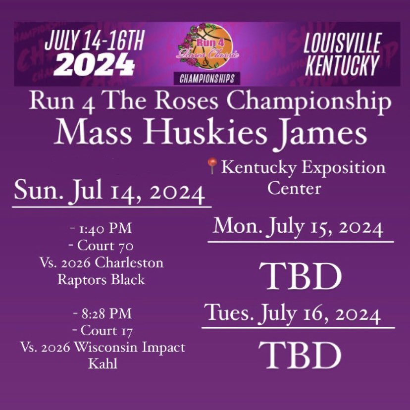 Charlotte Ash (@_charlotte_ash) on Twitter photo Very excited for the tournament in Louisville, Kentucky this next week‼️Here's my teams schedule for Run 4 Roses Championship: <a href="/LexGirlsbball/">LexGirlsbball</a> <a href="/MAHuskies/">MA_Huskies</a> <a href="/ElzeyJames1/">Elzey James</a> <a href="/BashHoopsNE/">Bash Hudson</a> Very excited for the tournament in Louisville, Kentucky this next week‼️Here's my teams schedule for Run 4 Roses Championship: <a href="/LexGirlsbball/">LexGirlsbball</a> <a href="/MAHuskies/">MA_Huskies</a> <a href="/ElzeyJames1/">Elzey James</a> <a href="/BashHoopsNE/">Bash Hudson</a>