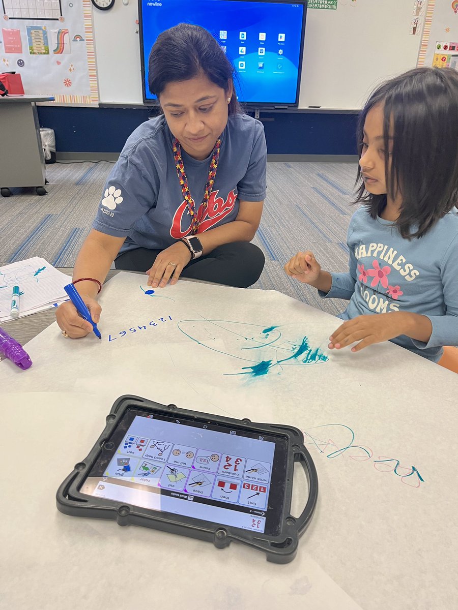 Hahne_Elyse's tweet photo. We had a fantastic Monday at ESY using the AAC to request and identify wants/needs, using partner assisted writing, & using a sand ice cream bin for sensory time. @SarikaBce #teambce https://t.co/HvtEqFFDZE