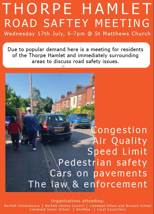 THamletJosh's tweet photo. I’m looking forward to attending this meeting, organised by members of the community, about Road Safety in #ThorpeHamlet. 

Any and all are welcome, so please do come along, air your views and know that we will be listening - intently - to make improvements where we can. https://t.co/QPWvExjqfK