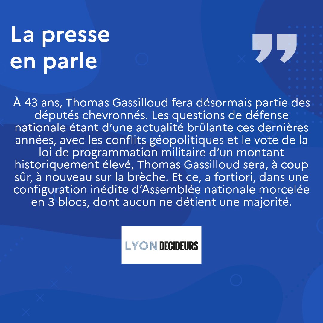Avec une <a href="/AssembleeNat/">Assemblée nationale</a> en 3 blocs sans majorité et la montée des conflits géopo, <a href="/tgassilloud/">Thomas Gassilloud</a> sera à coup sûr incontournable sur les sujets de défense.

lyondecideurs.com/2024/07/actu/l…