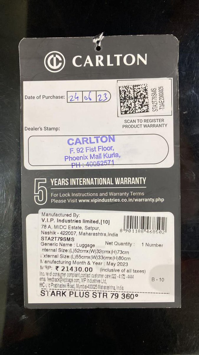 gauravn5's tweet photo. @carlton_luggage Suitcase broken. Require immediate replacement owing to international flight on 11th July. Store executive quoting a 10 day TAT. Request to help expedite. I have very little time at hand. Ticket generated by Carlton store - 697628 https://t.co/CnVf7JTSP3