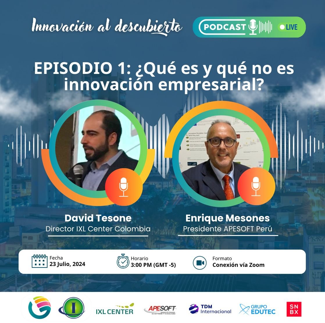 iSmartCon's tweet image. “Innovación al Descubierto”
✅ Mini-Serie en Innovación 
🚀 Episodio 1: ¿Qué es, y qué no es innovación empresarial?
✔️ Fecha: Martes 23 de Julio
✔️ Horario: 3PM Colombia/Perú (60 minutos)
✔️ Facilitadores: David Tesone y Enrique Mesones
Registro: forms.gle/bfboeZXkrMPxWg…