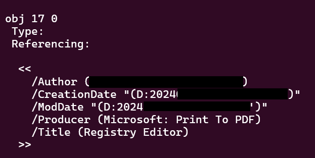nas_bench's tweet photo. Really cool blog and definitely worth a read. Execution decoupling (or as it's called here decorrelating) is still a very powerful way to avoid getting detected.

I also never thought of doing a "ctrl+p" from regedit to print the value, that was a cool trick 🔥

Spent some time looking at logs a couple of things to look in case someone used the same.

- Using EID 307 from Microsoft-Windows-PrintService/Operational. We can see location of printed documents (even the ones saved as pdf). A weak indicator but worth a look (if not expected).

- When saving a PDF via the "Microsoft Print to PDF" from regedit. It will save it with the title "Registry Editor". (Not a very common thing). We can use a Yara rule with the string "/Title (Registry Editor)" to detect instance of the PDF on a host.