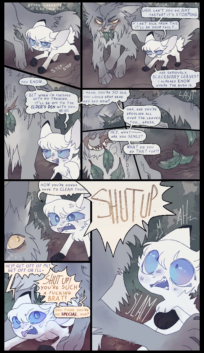 Hi briefly coming back to post this lol
This comic is an adaptation of the stellar Lizbian-Lesard's fic Icepaw's Punishment! You can read it here: archiveofourown.org/works/49348111