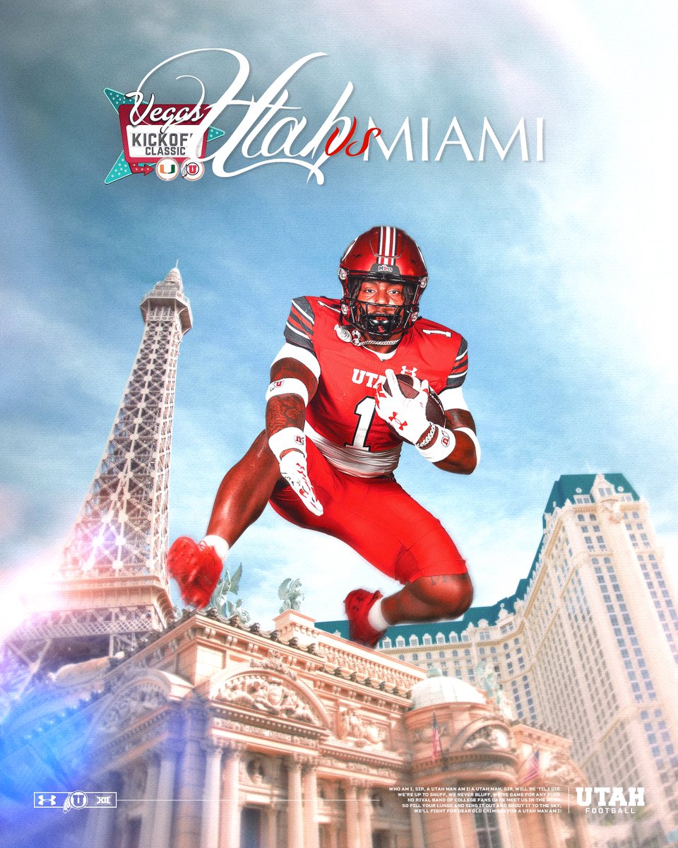 Taking on <a href="/CanesFootball/">Miami Hurricanes Football</a> for the first time at the Vegas Kickoff Classic at <a href="/AllegiantStadm/">Allegiant Stadium</a> in 2027! 🙌

More: utahutes.com/news/2024/7/8/…

#GoUtes