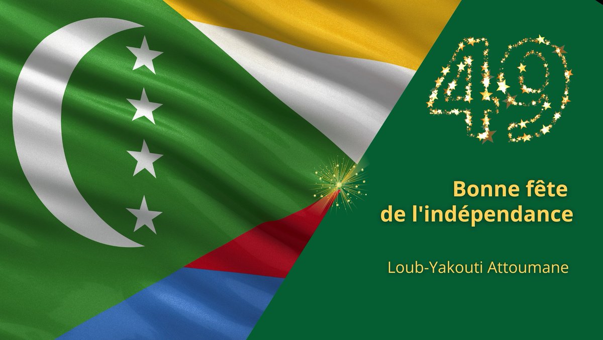 En ce jour de fête pour l'indépendance de notre pays, j'ai une pensée profonde pour nos aïeux qui, en juillet 1975, nous ont montré la voie. Nous devons continuer à préserver notre pays et à oeuvrer pour l'émergence. 

#Komori #Comores #Unité #Solidarité #Développement
