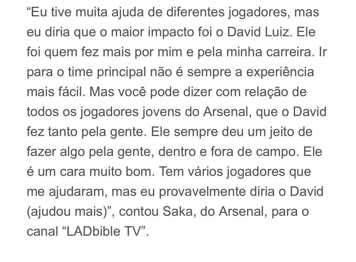 Bruno Lemos (@lemos_santos) on Twitter photo Sobre o SAKA jogador do Arsenal e Seleção da Inglaterra.
David Luiz teve papel muito importante na carreira do atleta quando jogou com ele no Arsenal.
#Flamengo #CRF <a href="/1MauroSantAnna/">Mauro Sant Anna</a> Sobre o SAKA jogador do Arsenal e Seleção da Inglaterra.
David Luiz teve papel muito importante na carreira do atleta quando jogou com ele no Arsenal.
#Flamengo #CRF <a href="/1MauroSantAnna/">Mauro Sant Anna</a>