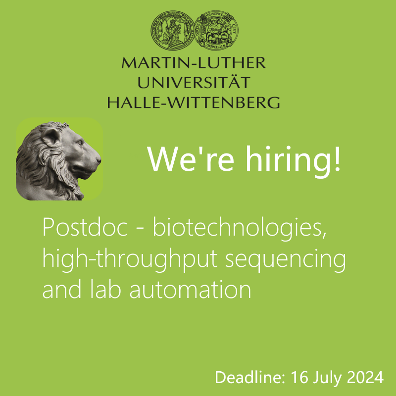 10 days left to join our team. My group is looking for a new member. We are seeking a highly motivated scientist for our long-read sequencing unit.

English (PDF download):
verwaltung.uni-halle.de/dezern3/Aussch…