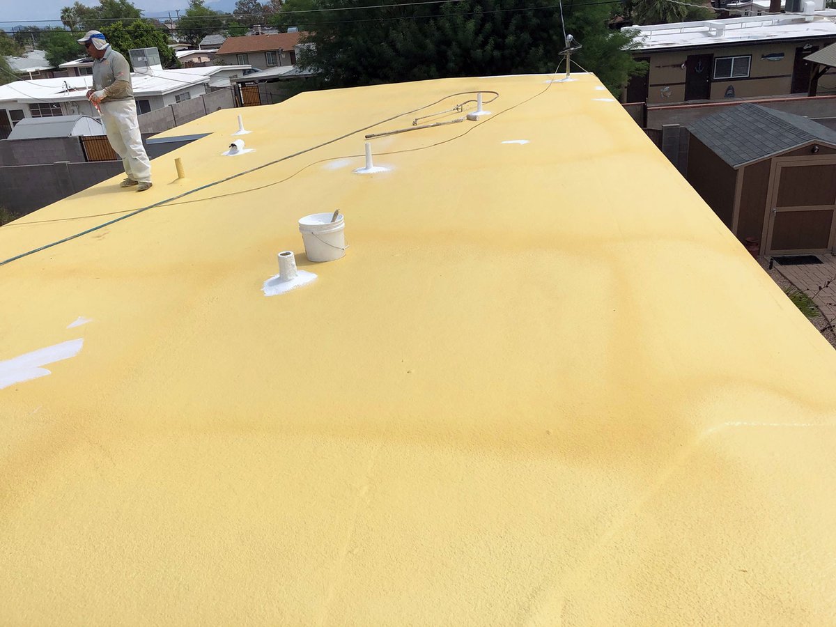 RoofArizona's tweet photo. MSW Contracting recently completed a foam roofing project in Scottsdale to repair a leaking roof. Read our project recap on how MSW repaired the flat roof with a new foam roof: https://t.co/DQT5dLYX5S #msw #mswcontracting #roofing #roofrepair #roofreapirs #Scottsdale https://t.co/f0kT9MYd9f