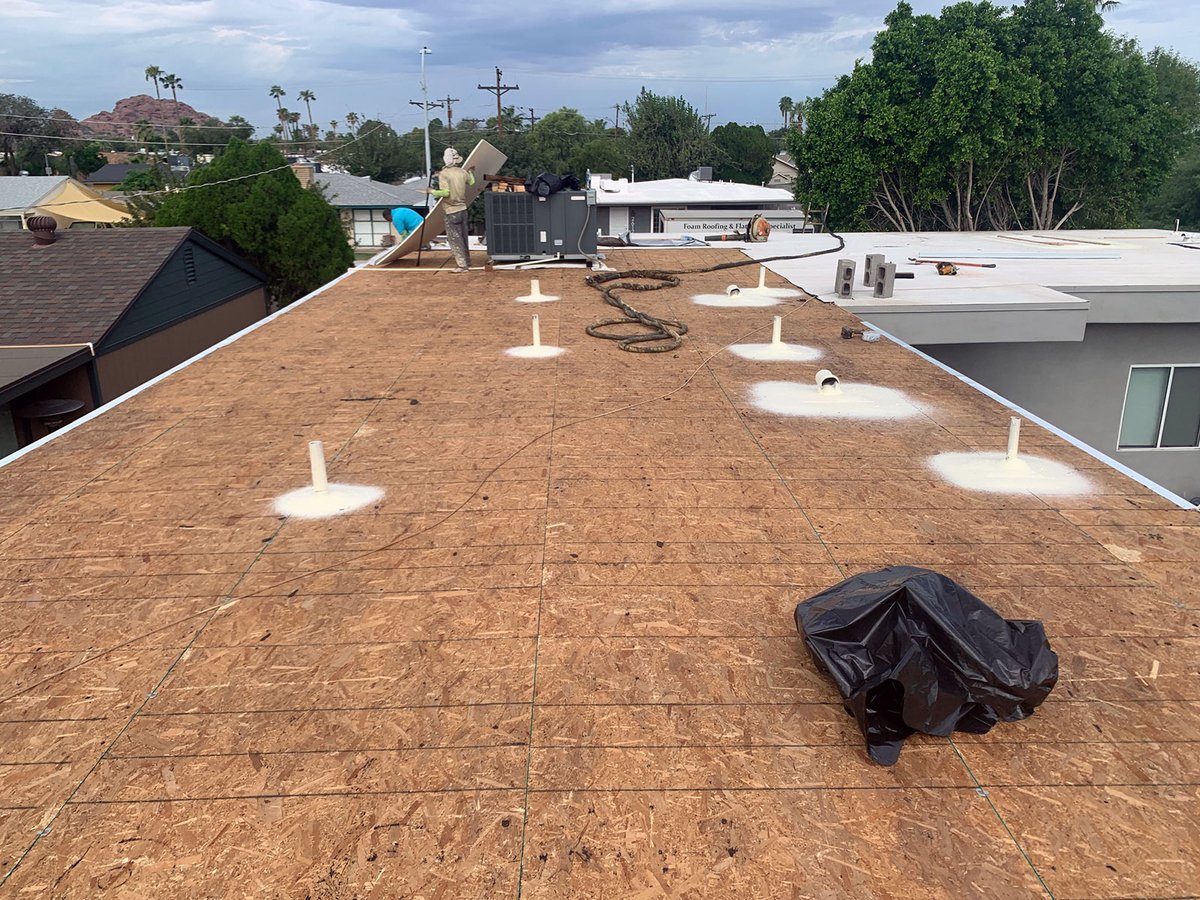 RoofArizona's tweet photo. MSW Contracting recently completed a foam roofing project in Scottsdale to repair a leaking roof. Read our project recap on how MSW repaired the flat roof with a new foam roof: https://t.co/DQT5dLYX5S #msw #mswcontracting #roofing #roofrepair #roofreapirs #Scottsdale https://t.co/f0kT9MYd9f