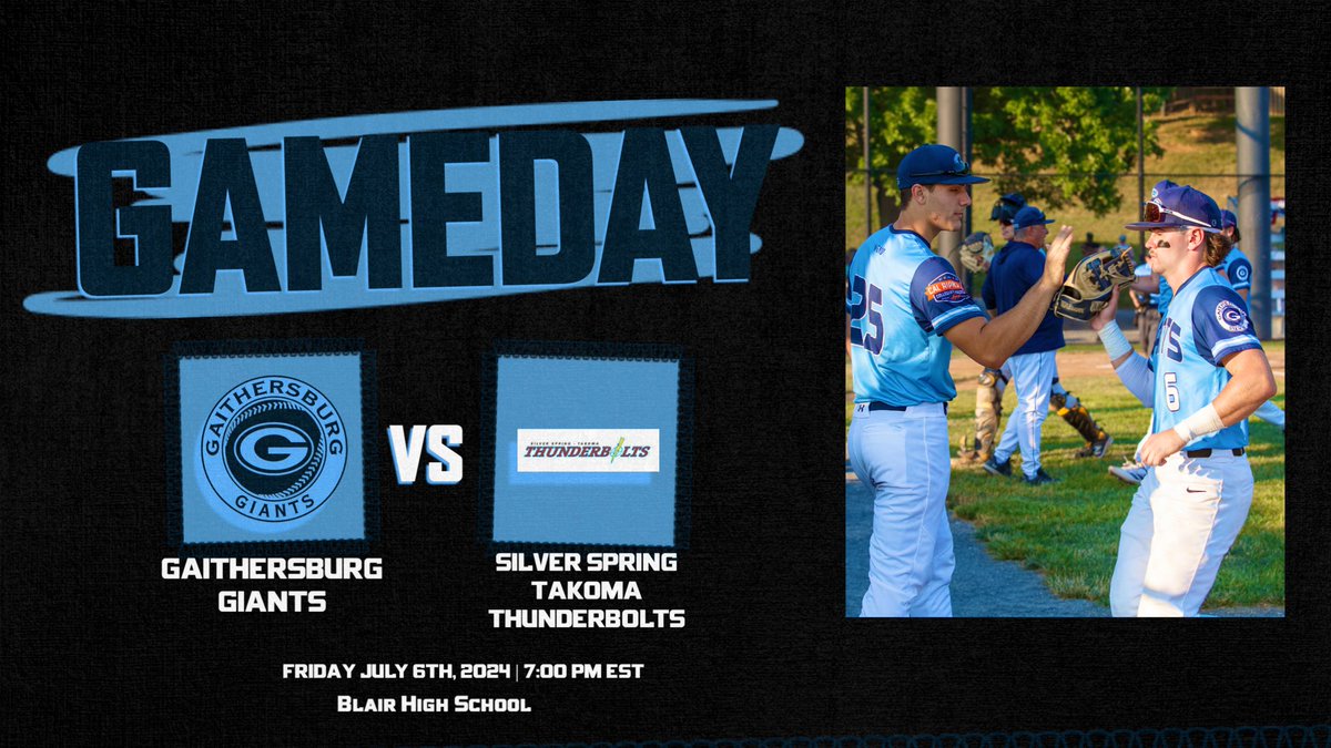 Gburg_Giants's tweet image. GAMEDAY The boys head on the road tonight to take on the Tbolts(@TBolts_Baseball) in Silver Spring. It’s going to be a good one as the boys look for there 5th win in a row and a push towards the playoffs. Make your way down to Blair High School for some great summer baseball.#GNQ