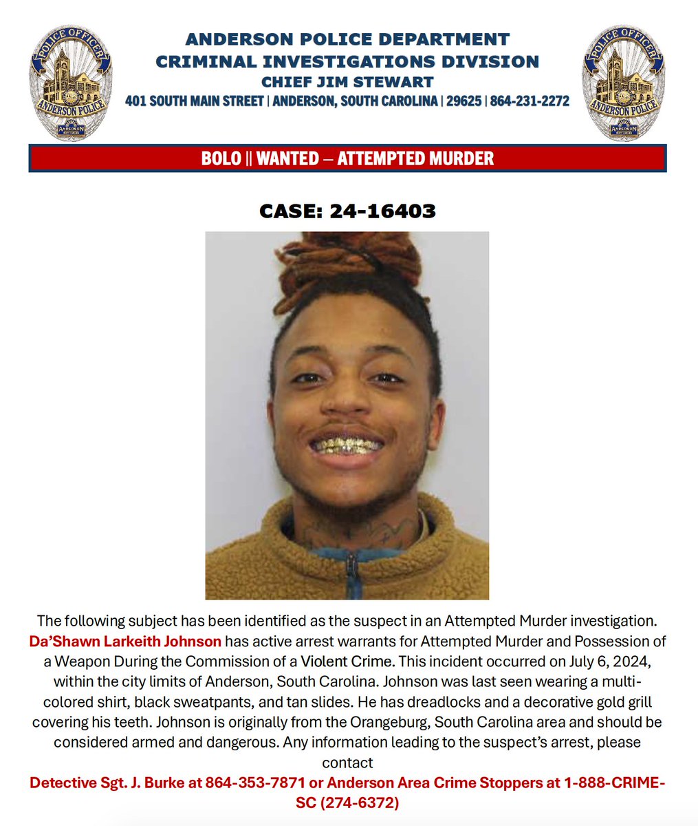 Contact 911 and law enforcement immediately if spotted.