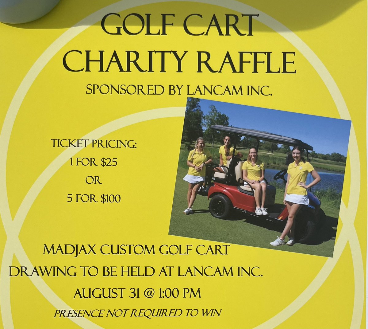 madisonkeil's tweet photo. My golf team is raffling off a recreational golf cart (14K value) as a fundraiser for our team this year! All proceeds will support our team and help us with travel expenses. Message me if you’re interested in buying tickets!!! https://t.co/1YhNzyVrXK