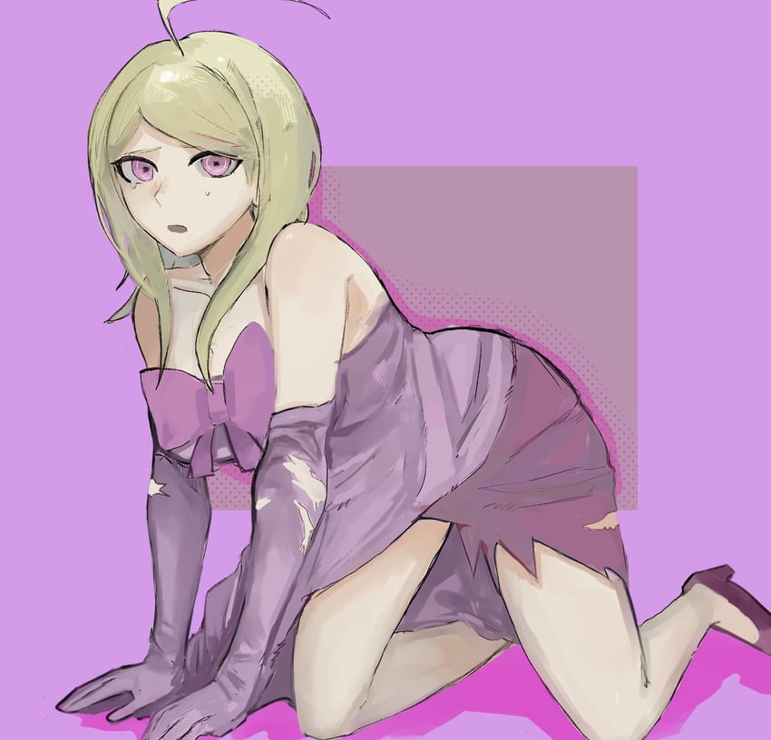 Bimbopianist's tweet photo. "ugh! I definitely knew that this outfit was ruined during the class trial, but not to this degree? Shihara-Kun really did a number on it...he didn't hold back at least..." https://t.co/hztOhdr2WY