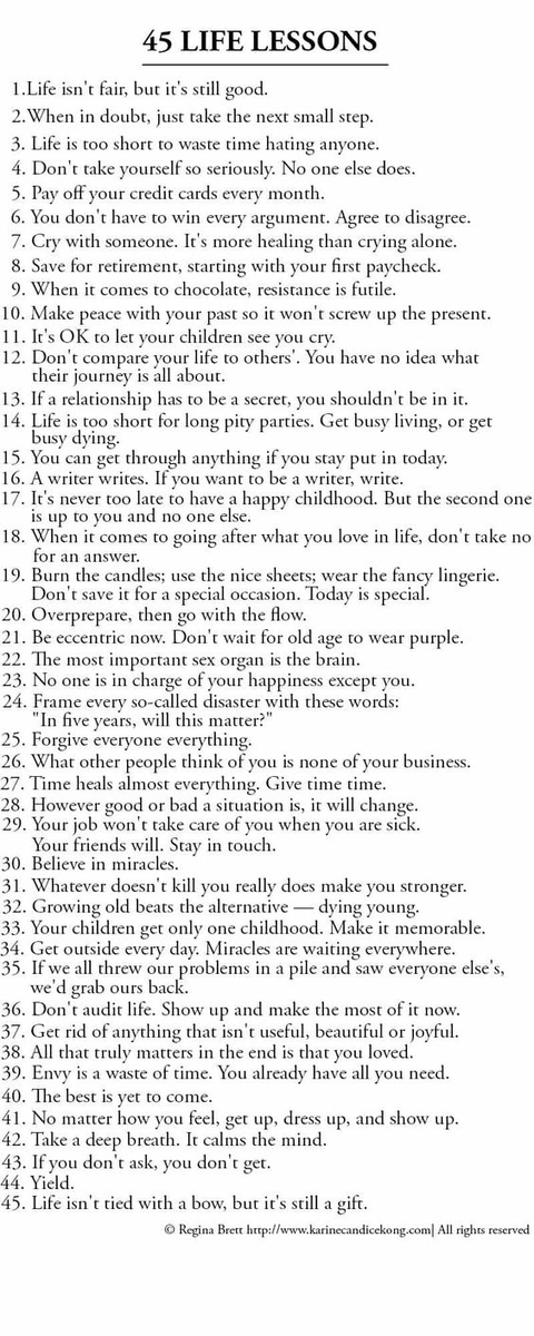 45 Life Lessons: