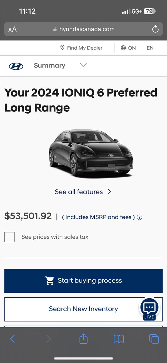 sumanigans's tweet photo. @HyundaiCanada IONIQ6 price is $53,501.92 on your website but when I move into the buying process, MSRP goes up to $54,999. What gives?? https://t.co/nGIDTlczX8