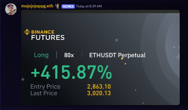 He's bullish on the market, but we are giga bullish on him! Great call btw <a href="/0xMojojo/">mojojojoppg</a>