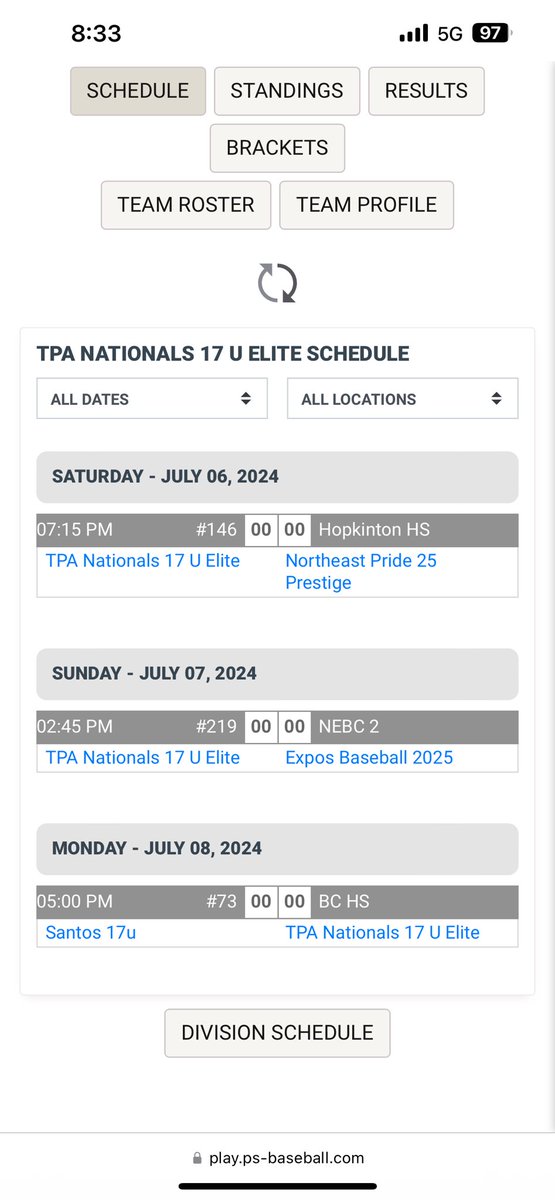 Updated schedule for Boston Classic <a href="/tpanationals/">TPA Nationals</a>