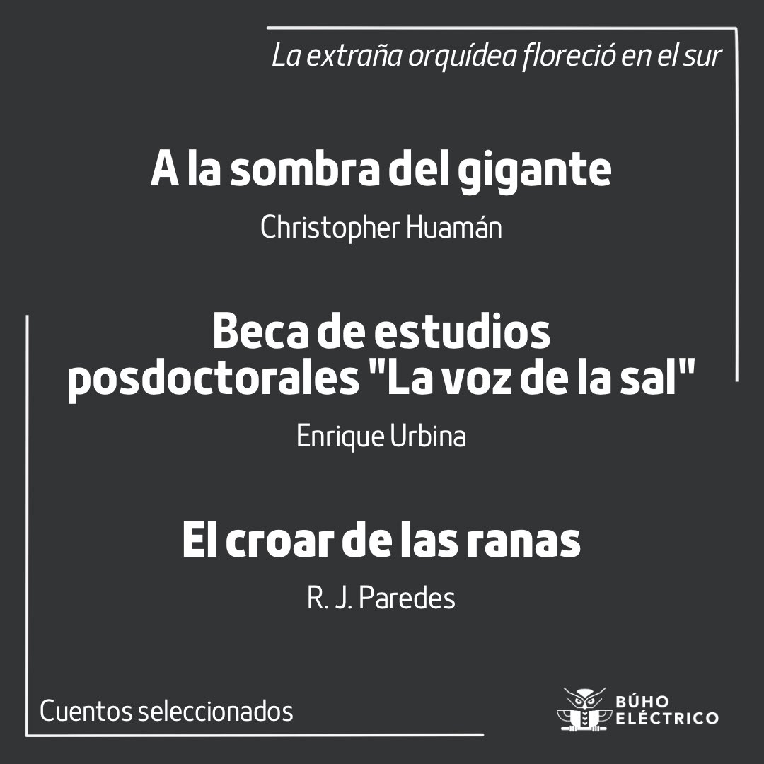 buhoelectricope's tweet photo. ✅ Damos la bienvenida a 20 nuevos autores y autoras que formarán parte de la primera antología de ecohorror que publicaremos. ¡Felicidades! (1/2)
#convocatoria #ecohorror #ecoliteratura #ecoficción #perulee #latamlee #escritor #nuevolibro https://t.co/KK2By0lTNM