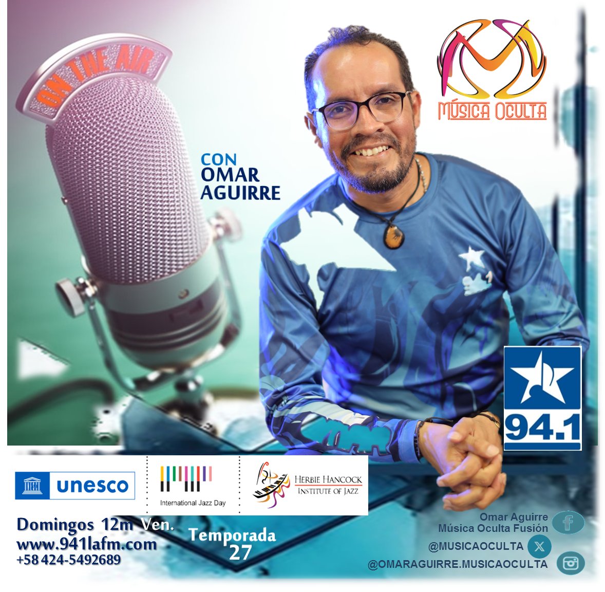 MUSICAOCULTA's tweet photo. Este 7 de Julio retomamos MÚSICA OCULTA en su Temporada Nro 27
Luego de un bendecido y exitoso receso por motivos de salud, regresamos con su emisión desde #Barquisimeto-Venezuela y la conducción de Omar Aguirre en 94.1 La FM @941lafm #DíasdeJazz #IntlJazzDay #JAZZDAY https://t.co/l3xfI5KCDT