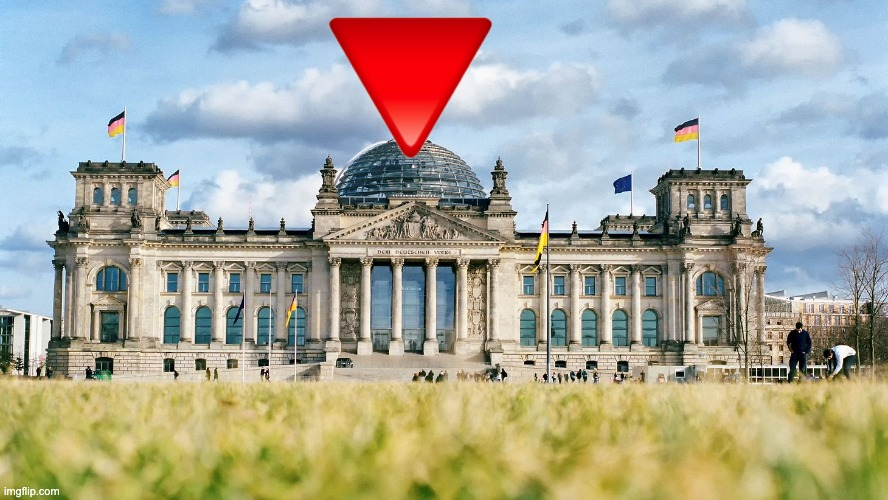 ALady4Justice's tweet photo. The @Bundestag has BANNED upside down red triangle symbols 🔻 which they now refer to as Hams triangles.

How does a small colony in the Levant control our freedom of speech? https://t.co/n0bH6t50AC