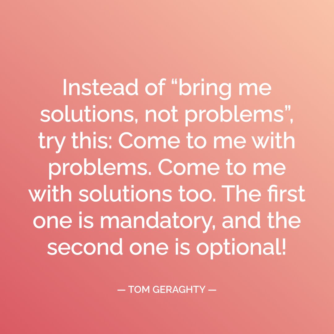 Amy Edmondson (@amycedmondson) on Twitter photo Recently re-read this superb piece from <a href="/tom_geraghty/">Tom Geraghty</a>...I’ve been talking about the subtle potential harm of "don’t bring me problems; bring me solutions" for 20 years, and this article is a thoughtful treatment of the topic
📖 Read here: psychsafety.co.uk/bring-me-solut… Recently re-read this superb piece from <a href="/tom_geraghty/">Tom Geraghty</a>...I’ve been talking about the subtle potential harm of "don’t bring me problems; bring me solutions" for 20 years, and this article is a thoughtful treatment of the topic
📖 Read here: psychsafety.co.uk/bring-me-solut…