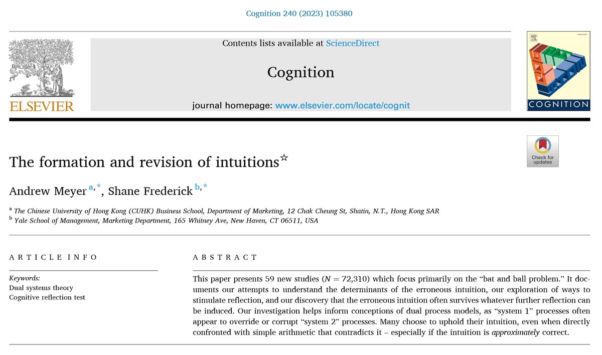 In a complex world, good judgment isn't about trusting your gut. It's about testing your gut.

59 studies, 72k ppl: when basic math refutes their intuition, many cling to intuition and ignore the facts.

A mark of wisdom is being as quick to question old ideas as new information.