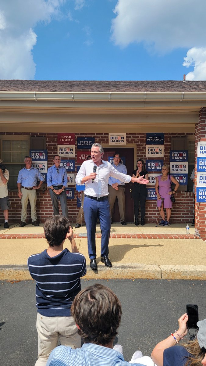 Gavin Newsom is now in Doylestown, PA at a Biden-Harris campaign event