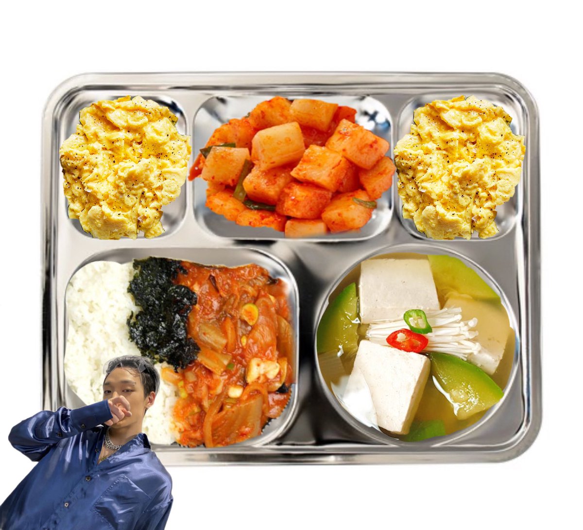 Bobbmukza's tweet photo. #바비 의 식판
🪖24.07.07  조식

 김치덮밥
두부맑은국
스크램블에그
깍두기

오늘도 화이팅 🩷 https://t.co/TudUJuXFFl