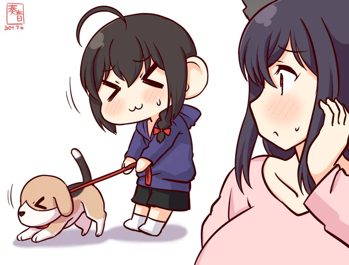 「くうちゃん! きょうはびょういんのひだよ!」「くぅん…」「おちゅうしゃ しないとだめだよ!」「ぐるる…」「あらあら…困ったわね」#ママ城とちびしぐ 