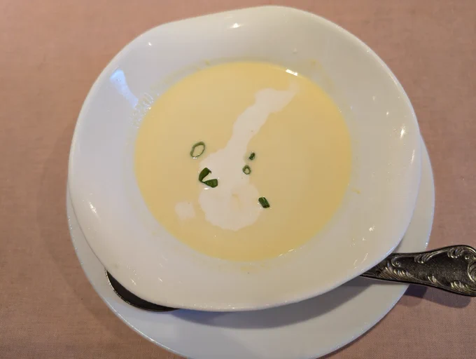 暑いので冷製パスタと冷たいポタージュ(•ө•)