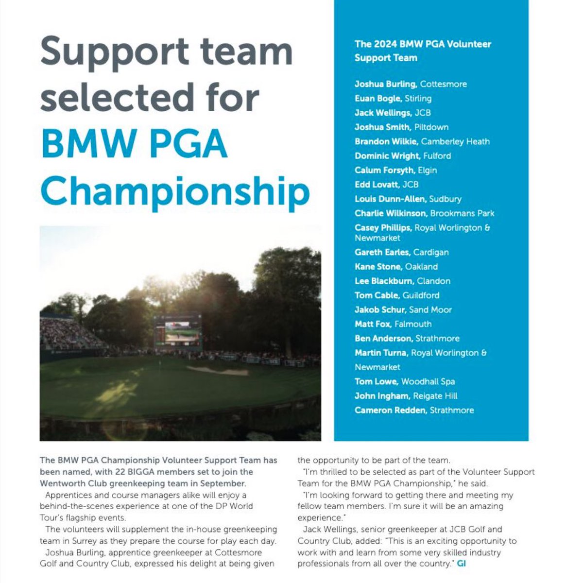 Josh Smith (@joshsmith_gk) on Twitter photo Proud to say I’ve been selected for the <a href="/BMWPGA/">BMW PGA Championship</a> for a second consecutive year. I would like to say a thank you to <a href="/BIGGALtd/">British & International Golf Greenkeepers Assn.</a>, Daniel Clarke and Stefan Carter for the opportunity to return. I can’t wait to meet everyone again and have another great tournament. Proud to say I’ve been selected for the <a href="/BMWPGA/">BMW PGA Championship</a> for a second consecutive year. I would like to say a thank you to <a href="/BIGGALtd/">British & International Golf Greenkeepers Assn.</a>, Daniel Clarke and Stefan Carter for the opportunity to return. I can’t wait to meet everyone again and have another great tournament.