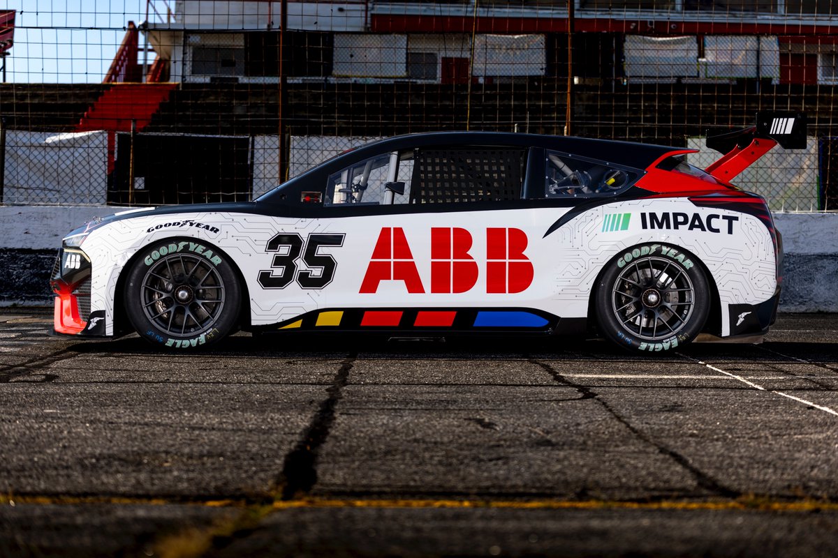 A_S12's tweet photo. .@NASCAR today is revealing its first ever EV prototype, which will be title sponsored by @ABBgroupnews, the longtime Formula E title partner, as part of a new deal.

🔲 NASCAR isn't announcing a new electric series but developed the EV to ensure it's keeping up with technology. https://t.co/THO65YnDLE