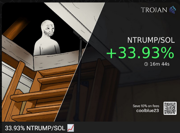 insidermemecall's tweet photo. ๐ Just made a whopping 34% profit in 16 minutes with my custom-built memecoin trading bot! ๐ค๐ฅ
#CryptoTrading #Memecoins #TradingBot #ProfitHacks #CryptoGains #AutomatedTrading https://t.co/kXrett2IYc