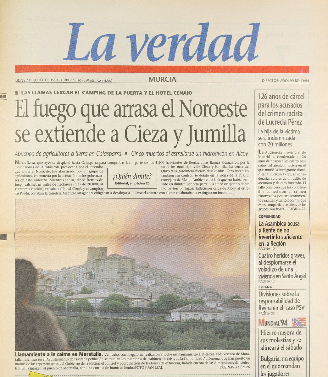 MurciaForestal's tweet photo. 💚 #IFMoratalla El verano de 1994 dejó una profunda huella en la memoria de nuestra Región
Se cumplen 30 años del incendio forestal de Moratalla, el mayor que ha sufrido la #RegióndeMurcia, que mantuvo en combate contra las llamas a más de un millar de efectivos https://t.co/oCg5w70Gh7