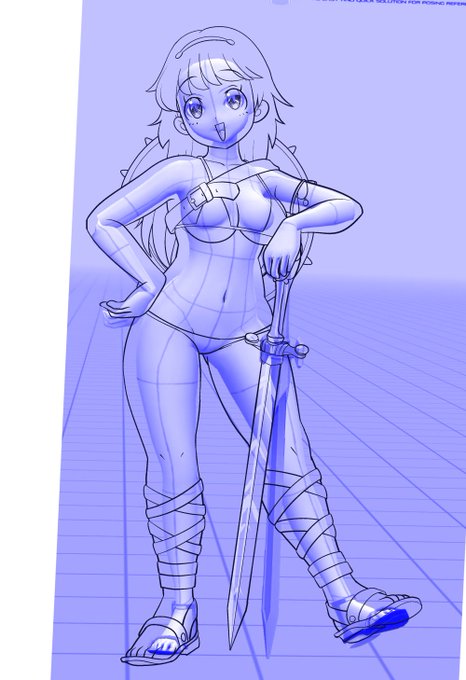 最近は3Dモデルをそのまま下描きとしてペン入れすること多いです
ある程度自分の解釈入れるけど、基本トレスです 