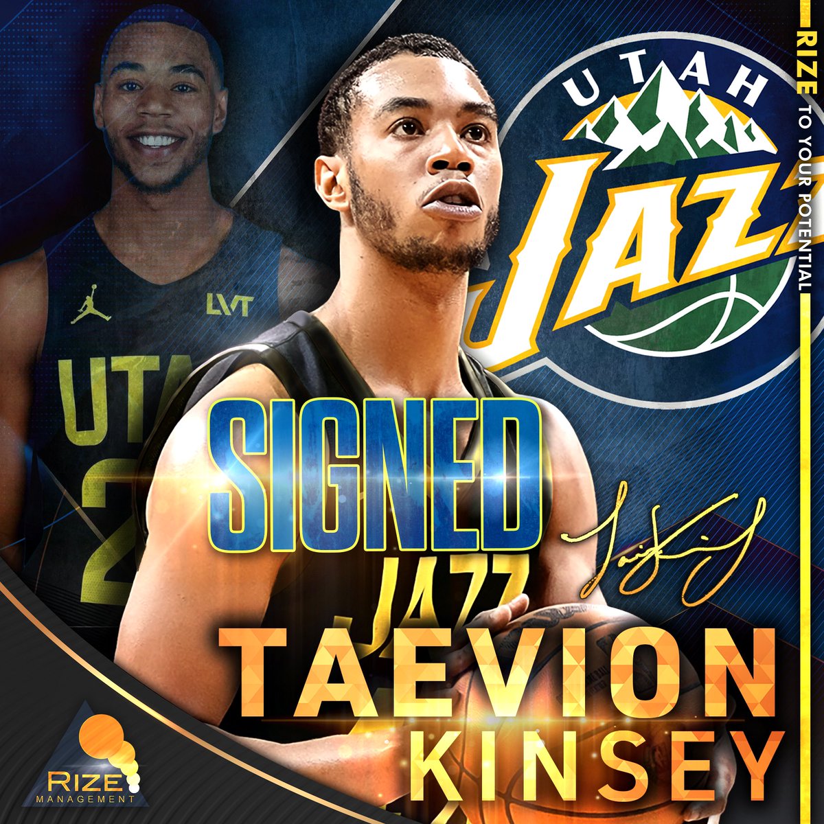 Congrats <a href="/KinseyTaevion/">Takeover T🧊</a> on inking ✍️ a new deal with the <a href="/utahjazz/">Utah Jazz</a> ! #rizetoyourpotential #rizemanagement