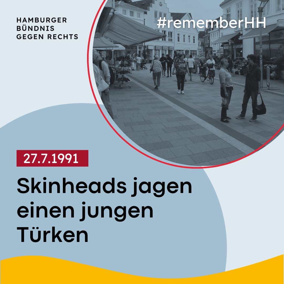 H_B_g_R_Info's tweet photo. 27.7.1991: 25 Skinheads jagen in Bergedorf einen jungen Türken. Als dieser in eine Gaststätte flüchtet, zerstören die Skins mit Baseballschlägern die Scheiben, werfen einen Brandsatz hinein, und geben mehrere Schüsse aus einer Gaspistole ab.
#rememberhh #otd #hbgr #nonazishh https://t.co/rhbokahysn
