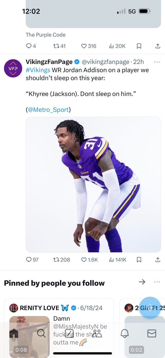 CelsoGlizzy's tweet photo. I was just reading this yesterday man and was excited man. RIP @Vikings 😥 https://t.co/JP2jeeHDcY