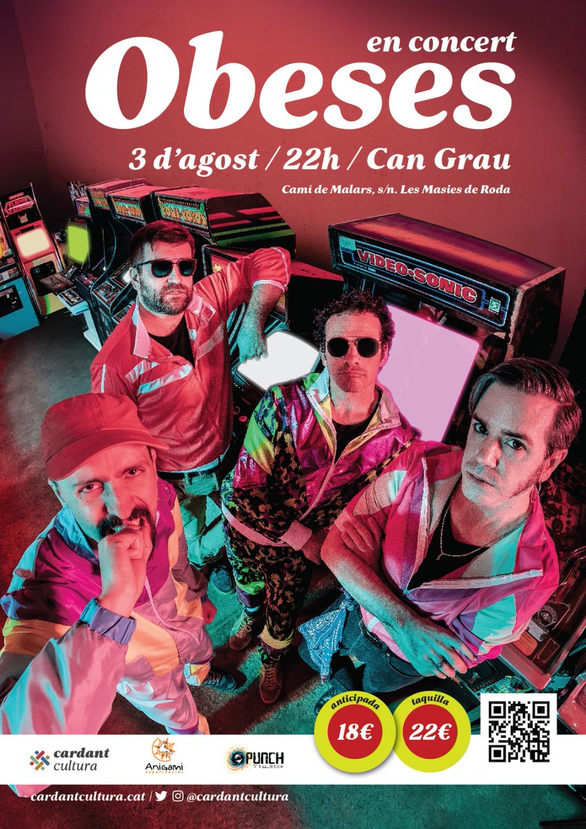 ❤️‍🔥ÚNIC CONCERT D'@OBESES DE GRAN FORMAT A OSONA! 

Davant la dificultat per ser programats hem decidit autogestionar un concert de gran format. És un risc, però confiem en vosaltres, us demano que ens hi acompanyeu i que feu RT i difusió. Gràcies! 🙏🏻

🎟cangrauanigami.cat/2024/07/05/obe…