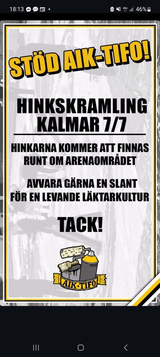 Emh1891's tweet photo. Sveriges bästa kallar. Swishen och PG finns alltid också 123 344 34 96 eller PG 189 65 49-1. Stöd läktarkulturen och AIK! https://t.co/cu4rKOwy0j