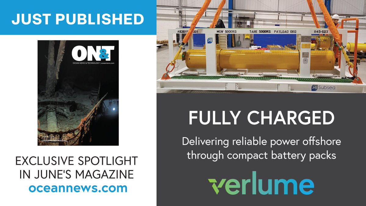PRODUCT SPOTLIGHT 

Specializing in intelligent energy management and #subsea power solutions, Aberdeen-based <a href="/Verlume_world/">Verlume</a> has a successful track record in delivering underwater, seabed-based battery technology in use cases across the environment. 

digital.oceannews.com/june-2024/page…