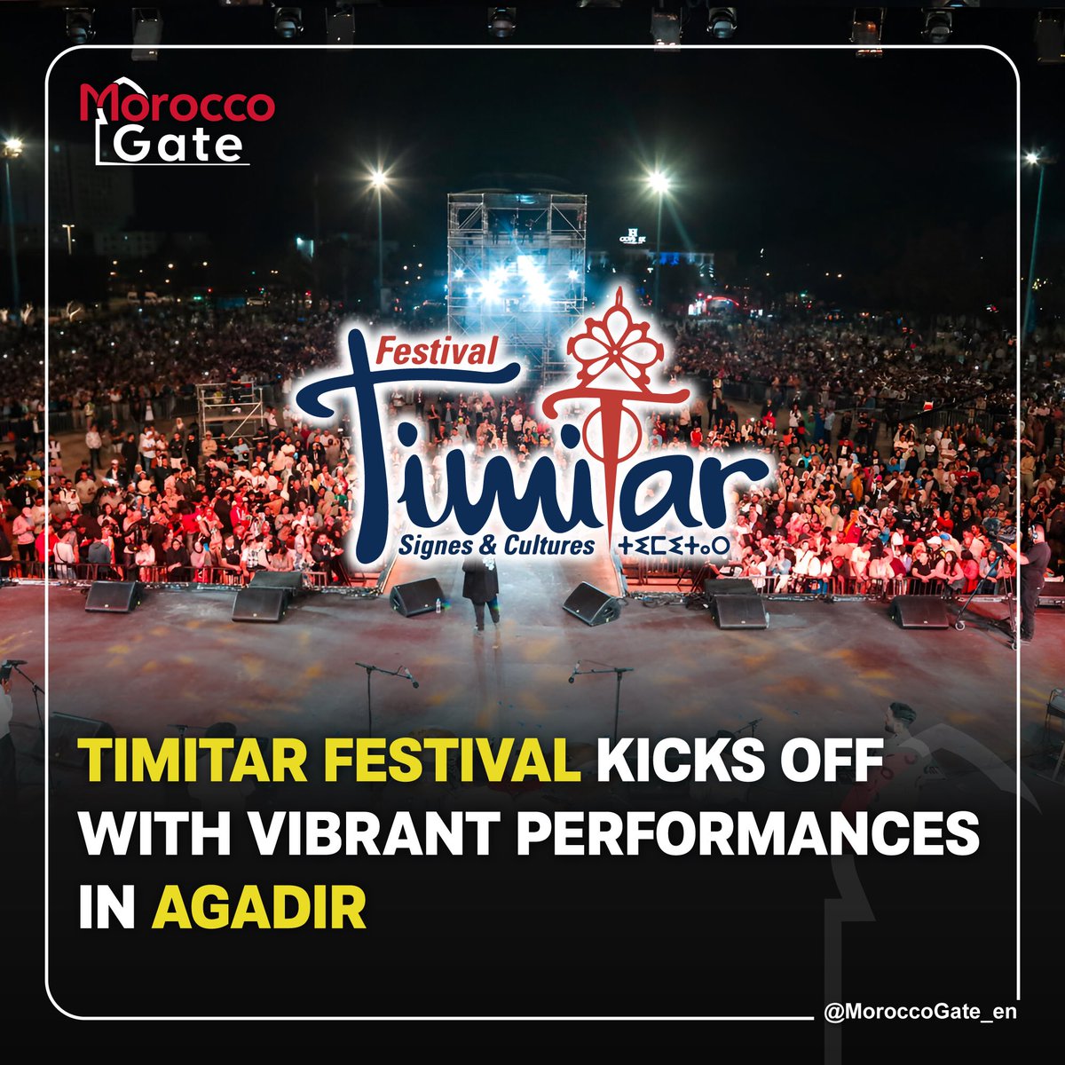 MoroccoGate_en's tweet photo. The 19th edition of Festival #Timitar began Thursday night in #Agadir, featuring a wide array of artists celebrating tolerance and #peace. The event's opening night included memorable performances by Hamza Namira and Zakaria Ghafouli, enchanting the audience with diverse musical styles.

DJ Omary, VJ Kalamour, Karim Lajwad, and the Ahwach Taliouine group also delivered dynamic performances, attracting a large crowd eager to share in the artistic festivities. At the Théâtre de Verdure, the Rrayssates highlighted Amazigh traditions, while Faia Younan captivated fans of Arabic fusion and pop.

Artistic director Brahim El Mazned emphasized that this edition showcases over 40 international artists across three venues: Place Al Amal, Place Bijaoune, and the Théâtre de Verdure. Running until July 6, the festival promotes cultural exchange and music as a means of universal dialogue.