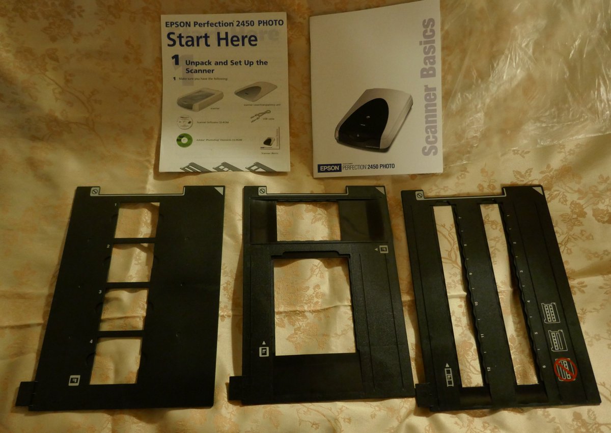 EngulfedArtist's tweet photo. Genuine Epson Perfection 2450 3 Film Slide Holder Bundle Lot 35 mm strips, 4 x 5 inch film, 120/220 6 x 9 cm film https://t.co/VcOF3j4rxN ENDING Today!! These film slide holders are new and include the original instructions for use. Scanner is broken and not included. https://t.co/Qmyp048Xz1