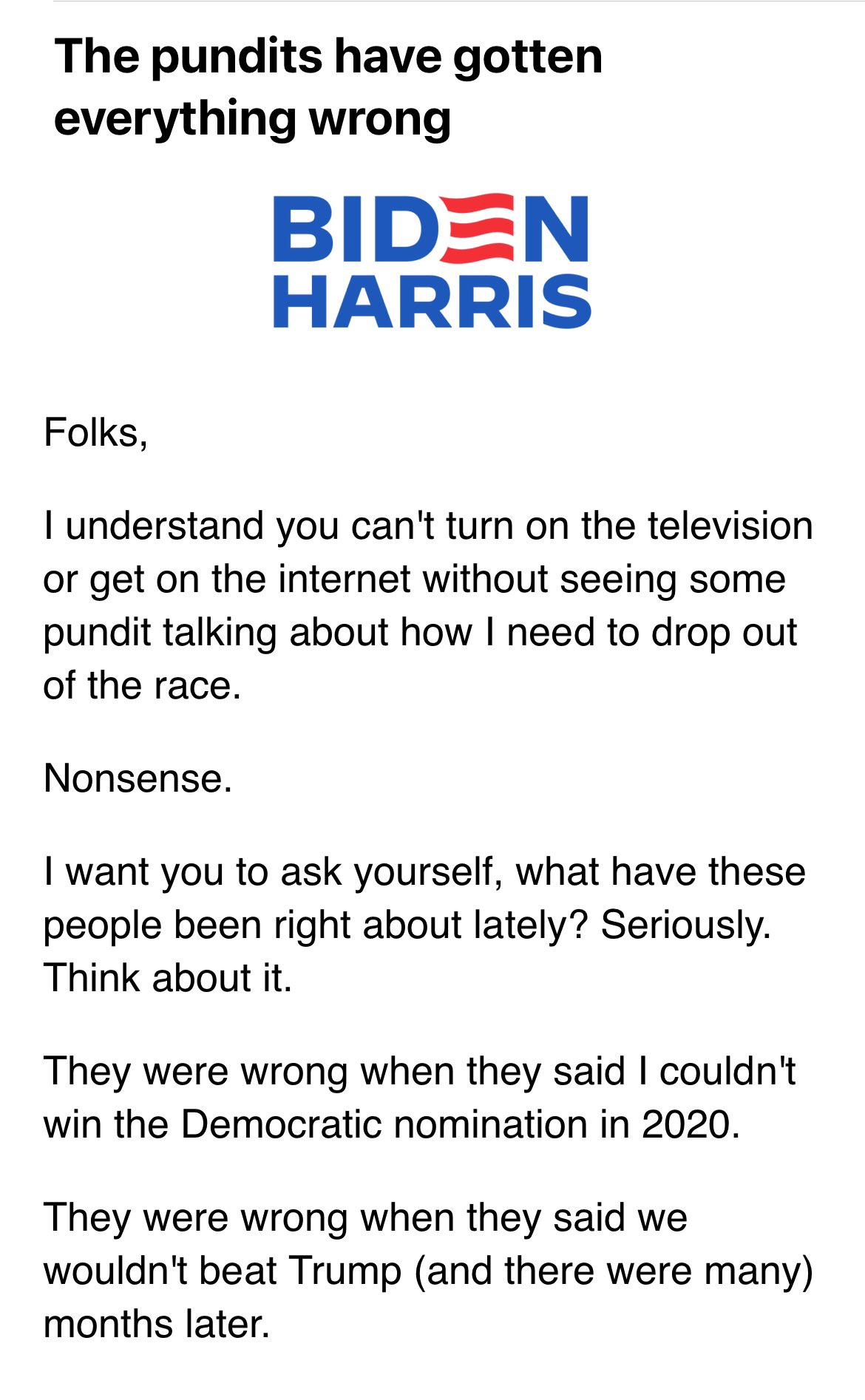 Edward-Isaac Dovere on X: &ldquo;Latest Biden fundraising email is him 
